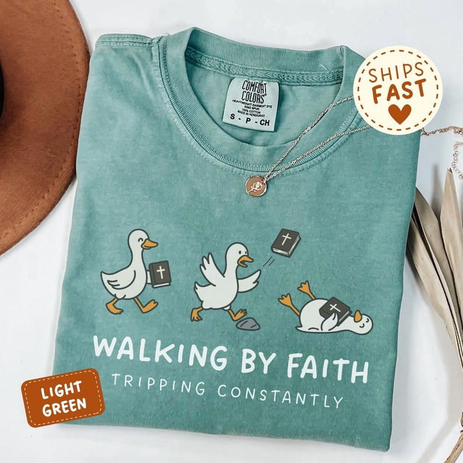Comfort Colors Funny Christian Goose Shirt, Walking By Faith Tripping ...