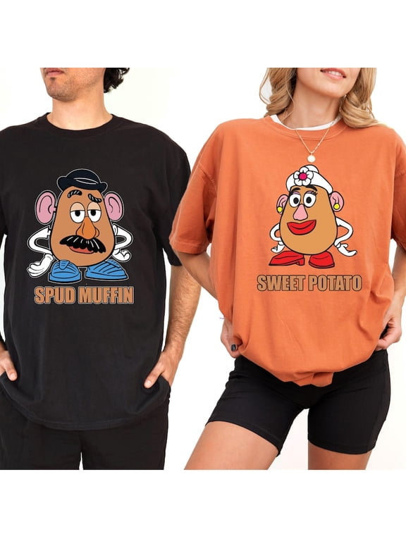 Comfort Colors Funny Coupes T-Shirt, Mr & Mrs Potato Head Couple Matching Shirts, Couple Matching Tees, Men - black, women - yam