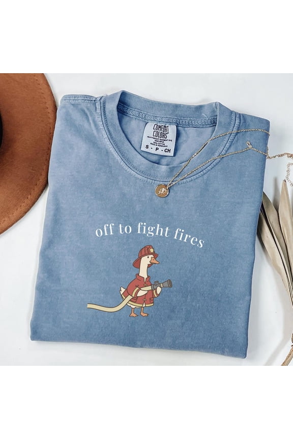 Comfort Colors Funny Firefighter Goose Shirt, Firefighter Shirt, Firefighter Gift, Firefighter Dad Gift, Cute First Responder Tee, Fireman Shirt