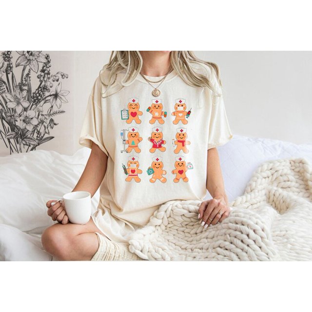 Comfort Colors Funny Gingerbread Nurse Shirt, Christmas Gingerbread