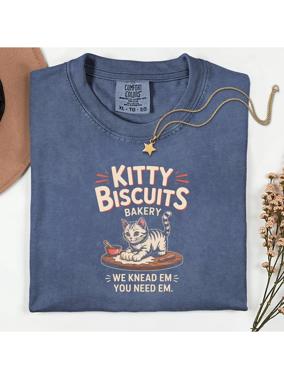 Comfort Colors® Funny Kitty Biscuits Bakery Shirt, We Knead Em You Knead Em Shirt, Cat Owner Tee, Cute Cat Baking Shirt, Humorous Bakery Cat