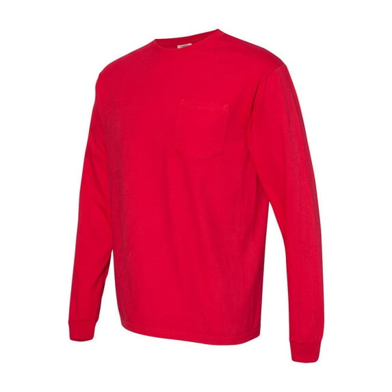 Comfort Colors - Garment-Dyed Heavyweight Long Sleeve Pocket T-Shirt - 4410 - Red