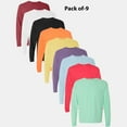 thumbnail image 1 of CROWN CRAZE - Garment-Dyed Heavyweight Long Sleeve T-Shirt | 6.1 Oz, 100% cotton Assorted Tees, Taped neck Bulk T-Shirts, Mixed Color - pack of 9 Tee, | Size- M, 1 of 5