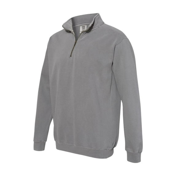 Comfort Colors - Garment-Dyed Quarter Zip Sweatshirt - 1580 - Grey - Size: XL