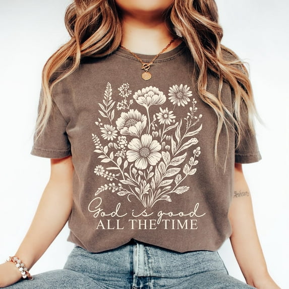 Comfort Colors God Is Good Shirt Boho Floral Christian Shirt Bible Verse Tee Faith Shirt Religious Women Gift Vintage Floral Christian Gift