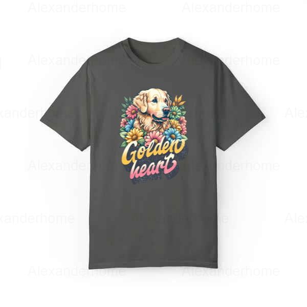 Comfort Colors Golden Retriever Dog Flowers Golden Heart Vintage Tee ...