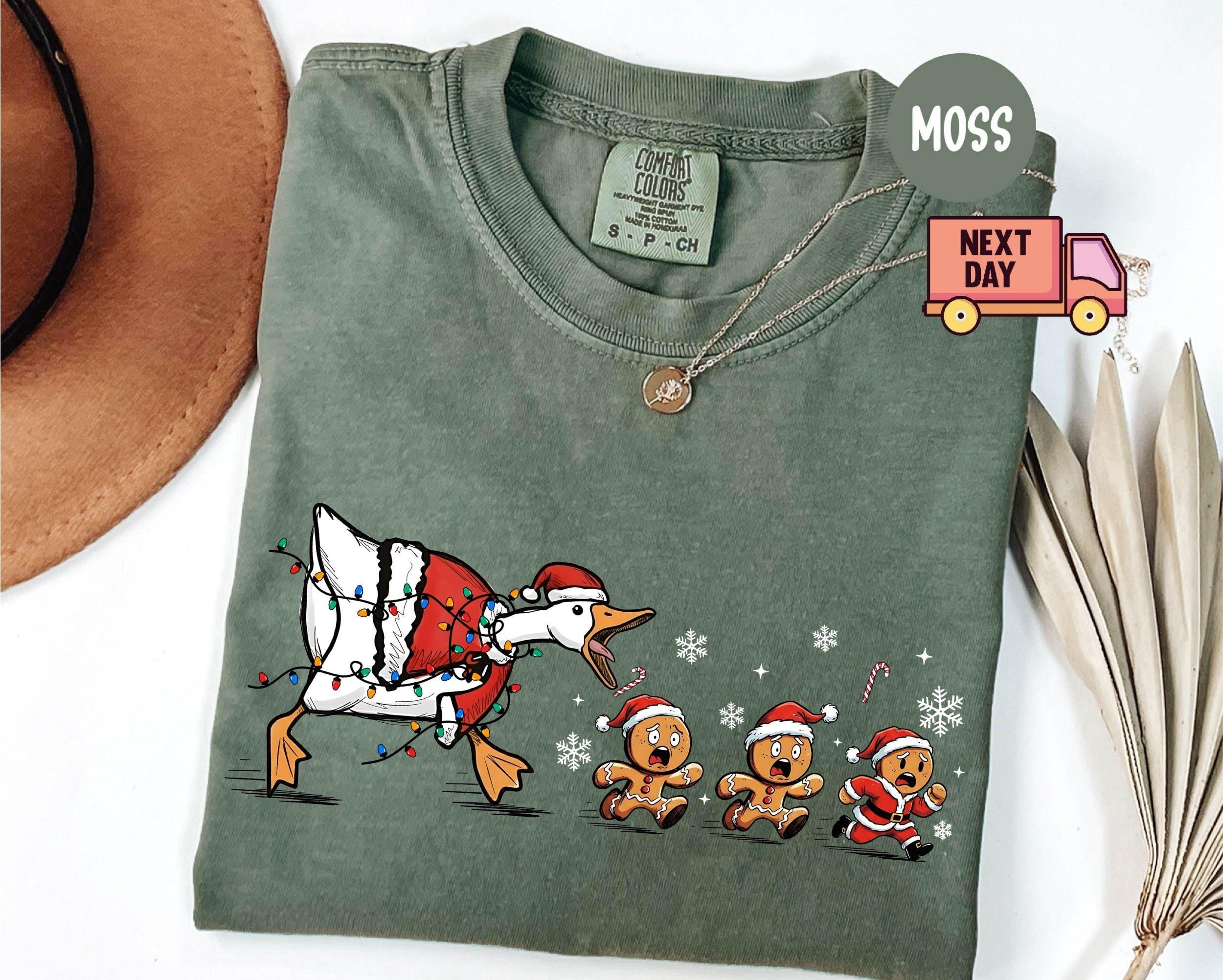 Comfort Colors® Goose and Gingerbread Christmas Shirt, Goose Lights ...