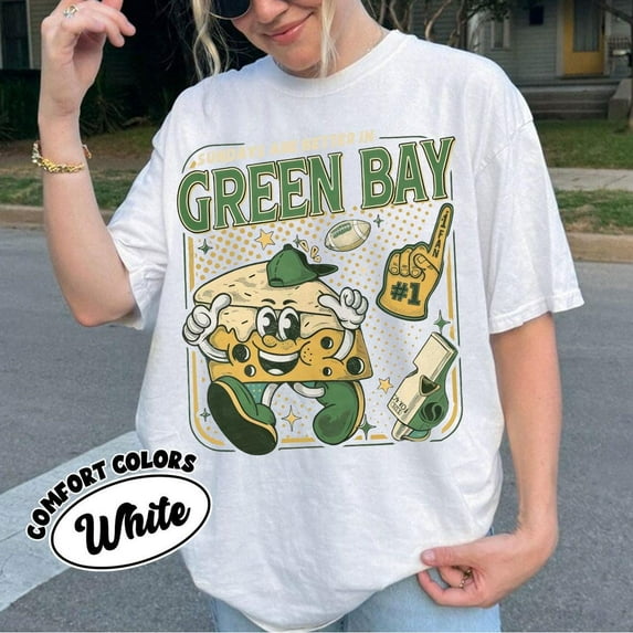 Comfort Colors Green Bay Football Cheesehead T-Shirt, Trendy Game Day Gift Tee, Fan Gift Shirt,White Color,Size 3XL