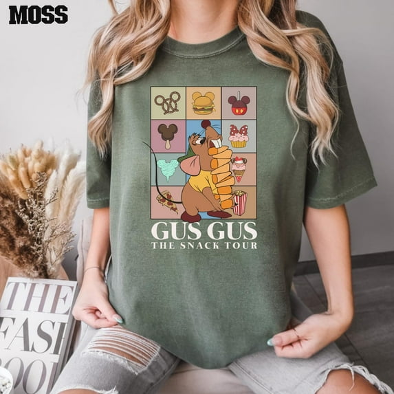 Comfort Colors Gus Gus The Snack Era Tour T-Shirt, Cinderella Friends, Disney Snack Shirt,Moss color,size 2XL