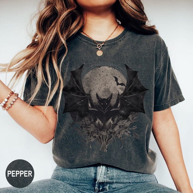 Comfort Colors Halloween Bat Shirt, Cottagecore Bat Shirt, Dark Gothic
