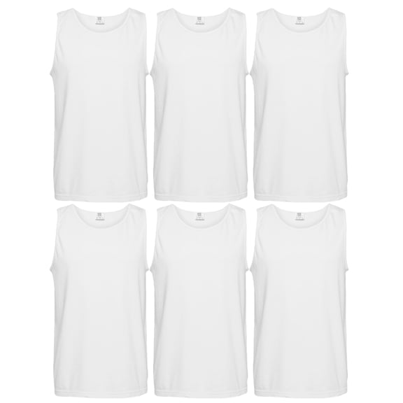 Comfort Colors Heavyweight Men's Tank Top, Garment-Dyed, Sleeveless Undershirt, White, 6-Pack, 2XL