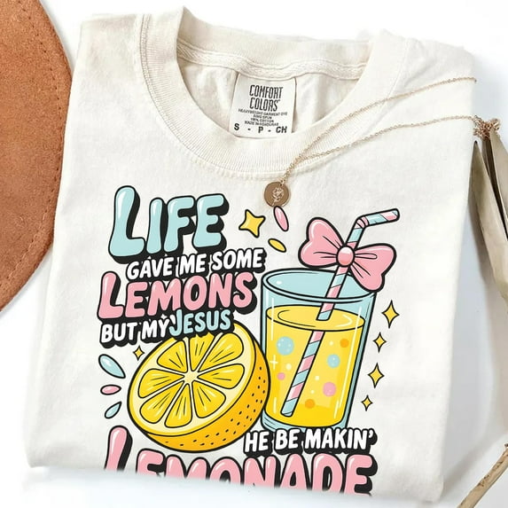 Comfort Colors Jesus Lemonade T-Shirt – Life Gave Me Lemons But My Jesus Makes Lemonade, Faith-Based Christian Tee