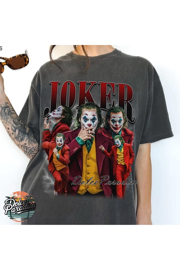 Comfort Colors Joker Vintage Bootleg 90s Unisex T-Shirt, Joker Graphic Tee,Black color,size L