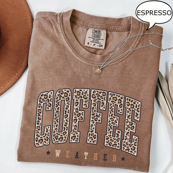 Comfort Colors Leopard Coffee T-Shirt Retro Coffee Lover Tee Aesthetic Graphic Top