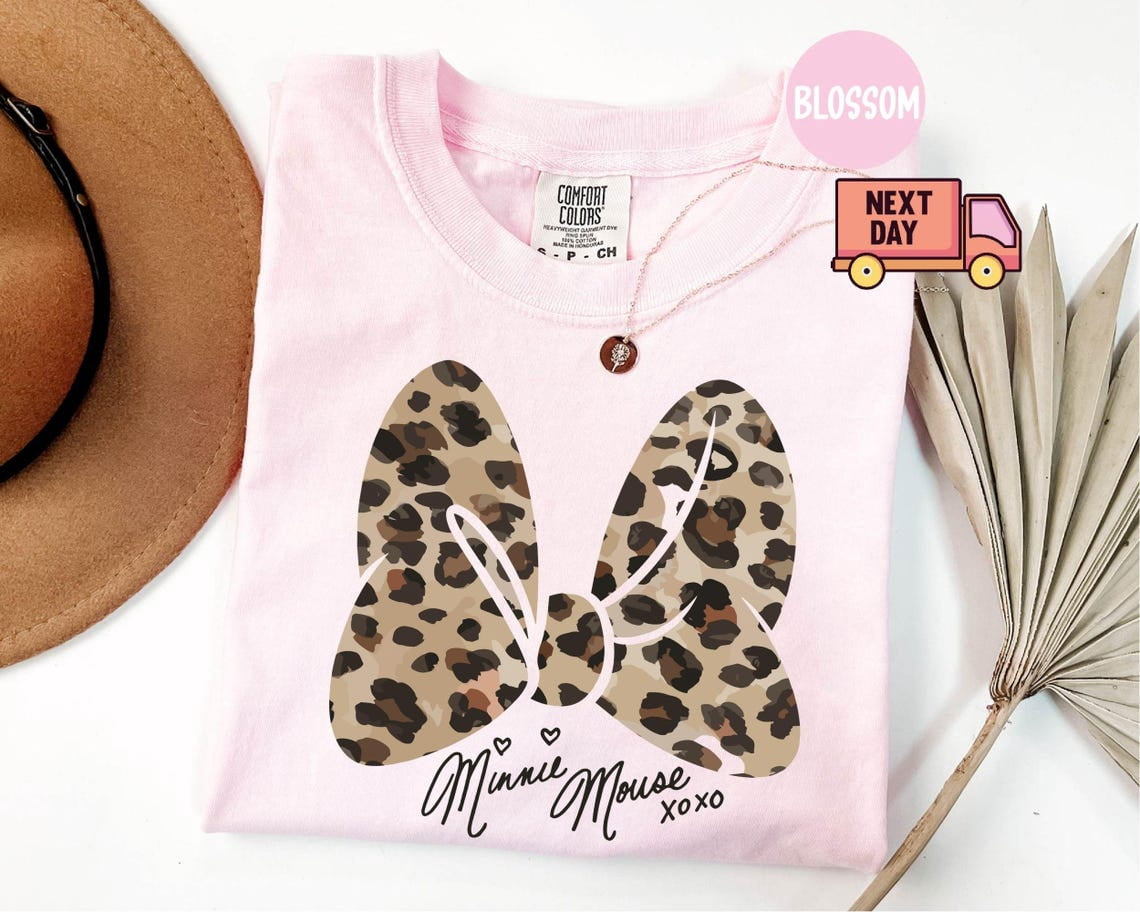Comfort Colors Leopard Minnie Mouse Bow T-Shirt, Magic Kingdom Shirt ...