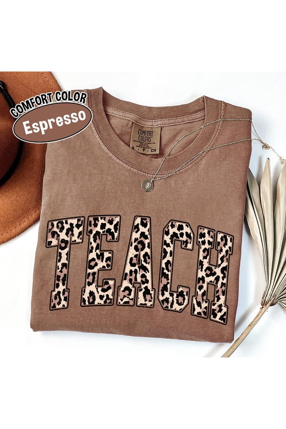 Comfort Colors® Leopard Teacher Shirt, Teacher Shirt, Teacher Life Shirt, Teacher Tee, Teacher, School Shirt