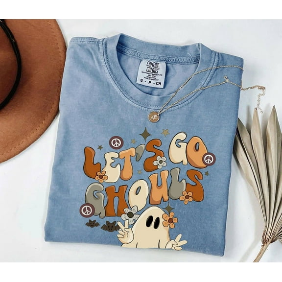 Comfort Colors Lets Go Ghouls Shirt – Retro Vintage Halloween T-Shirt for Women, Cute Fall Graphic Tee, Spooky Season Gift