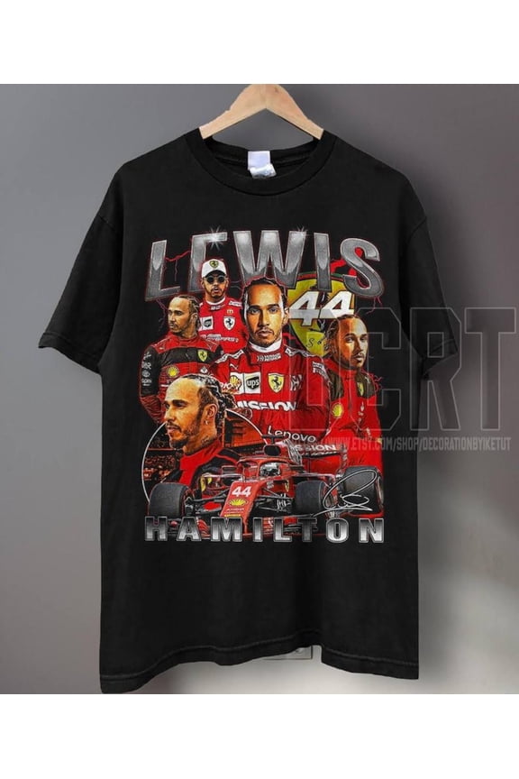 Lewis Hamilton T-Shirt, Formula One shirt, Classic 90s Racing Graphic Tee , Unisex ,Black color,size M