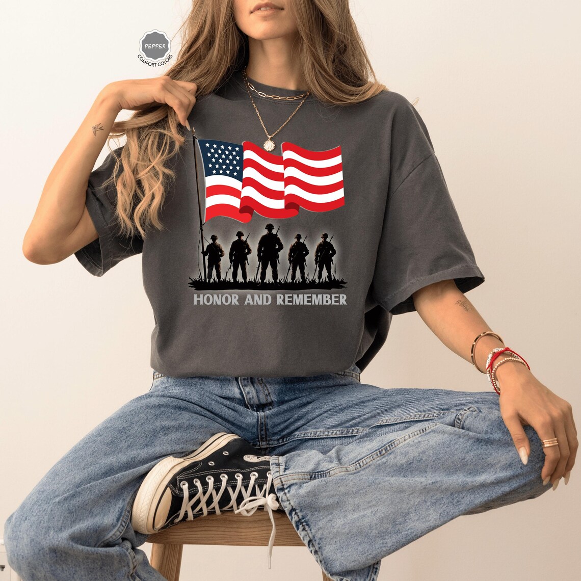 Comfort Colors®, Memorial Day Shirt, Patriotic American Flag, Heart