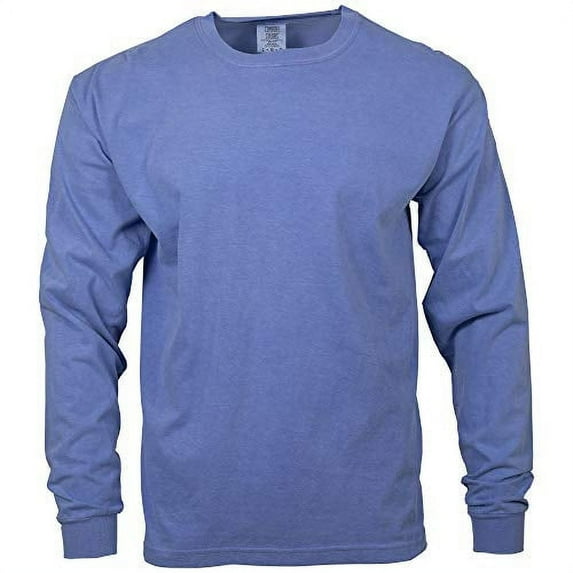 Comfort Colors Men's Adult Long Sleeve Tee, Style 6014, Flo Blue, X-Large