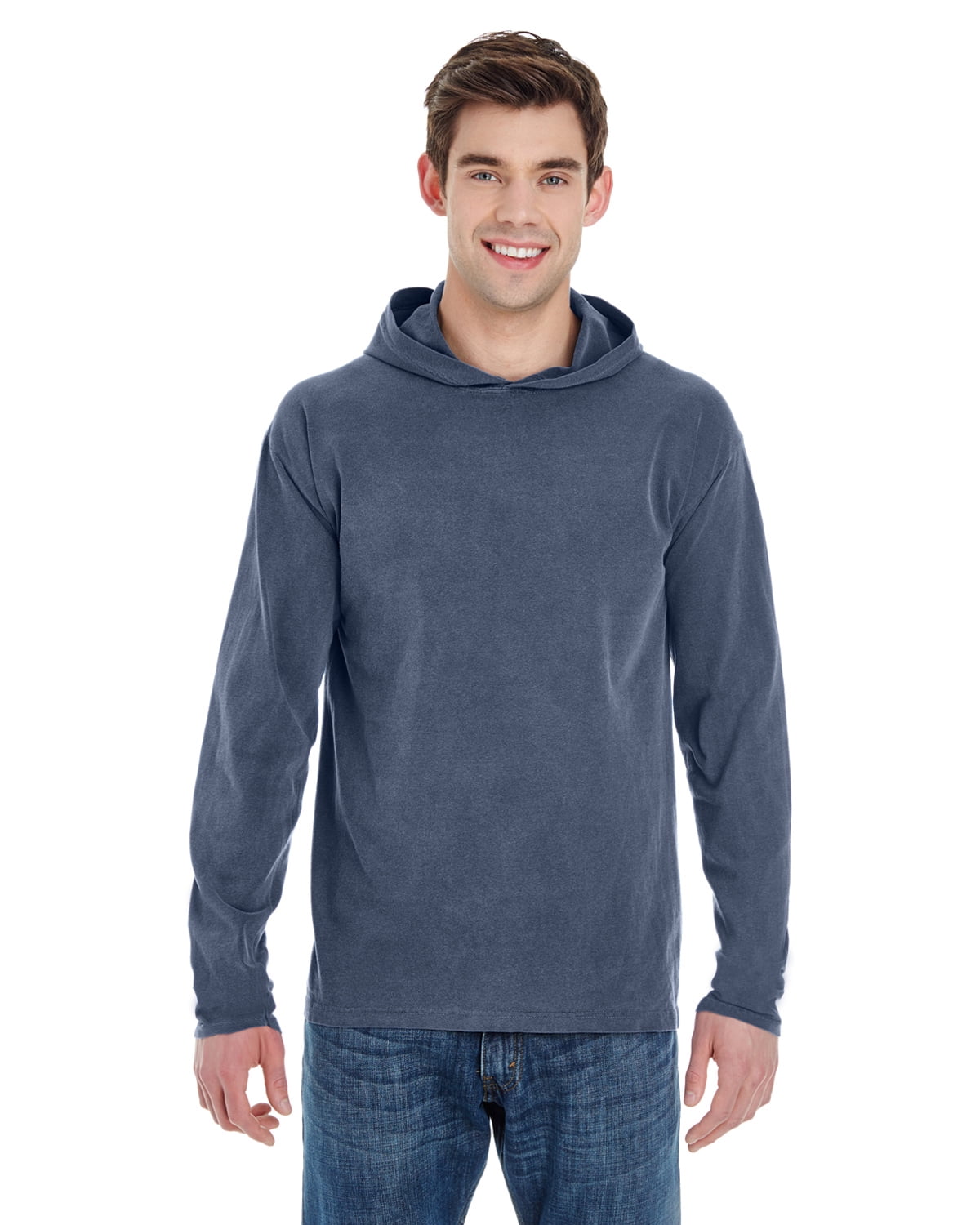 Comfort Colors Men s Long Sleeve Hooded T Shirt 4900 Walmart