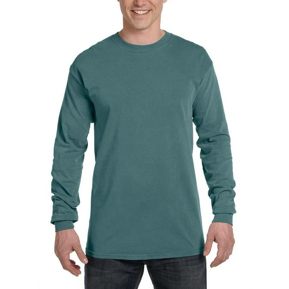 Comfort Colors Men's Ringspun Cotton Long Sleeve T-Shirt, Blue Spruce, Small