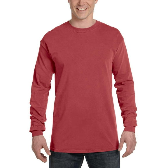 Comfort Colors Men's Ringspun Cotton Long Sleeve T-Shirt, Crimson, Large