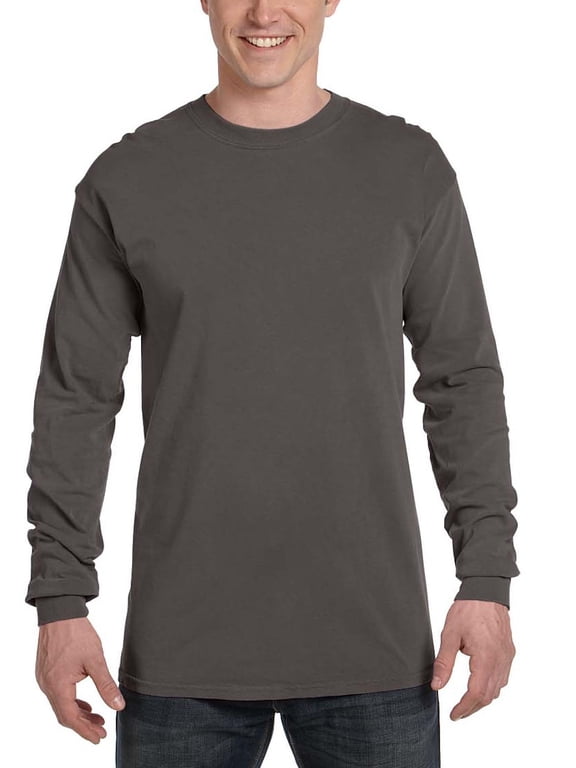 Men's Ringspun Cotton Long Sleeve T-Shirt, Pepper, XLarge