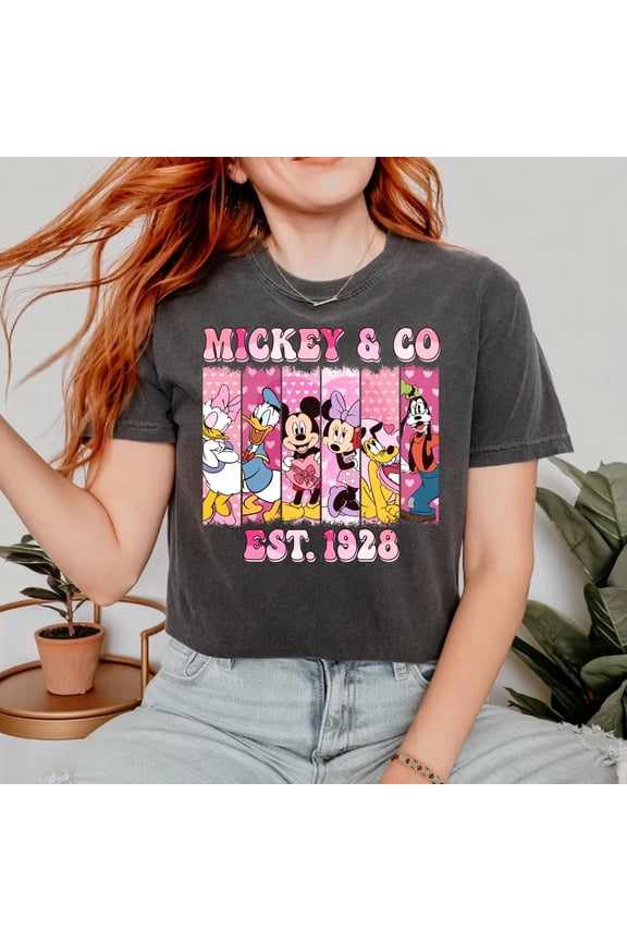 Comfort Colors® Mickey And Co Est. 1928 T-Shirt, Disney Valentines Day Shirt, Happy Valentine Shirt, Mickey And Friends Valentine Shirt