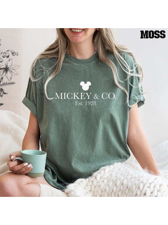 Comfort Colors® Mickey & Co T-Shirt, Mickey and Co. EST. 1928, Unisex Tee, Mickey And Friends, Disney Trip Shirt,Moss color,size S