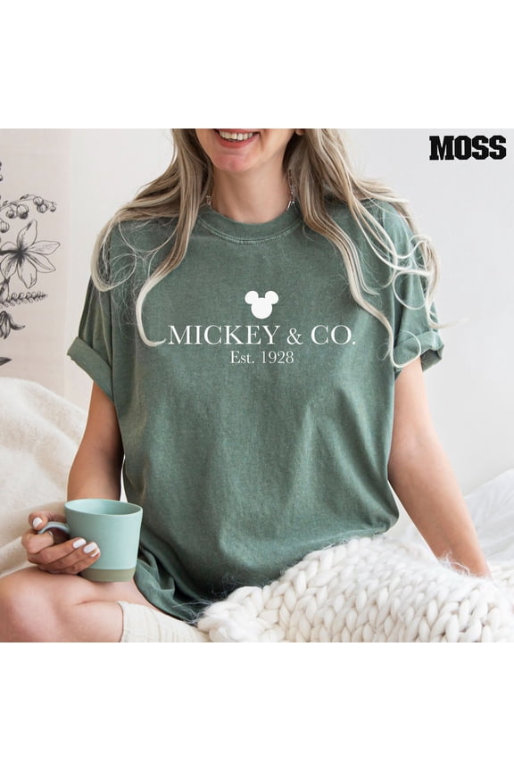Comfort Colors® Mickey & Co T-Shirt, Mickey and Co. EST. 1928, Unisex Tee, Mickey And Friends, Disney Trip Shirt,Moss color,size S