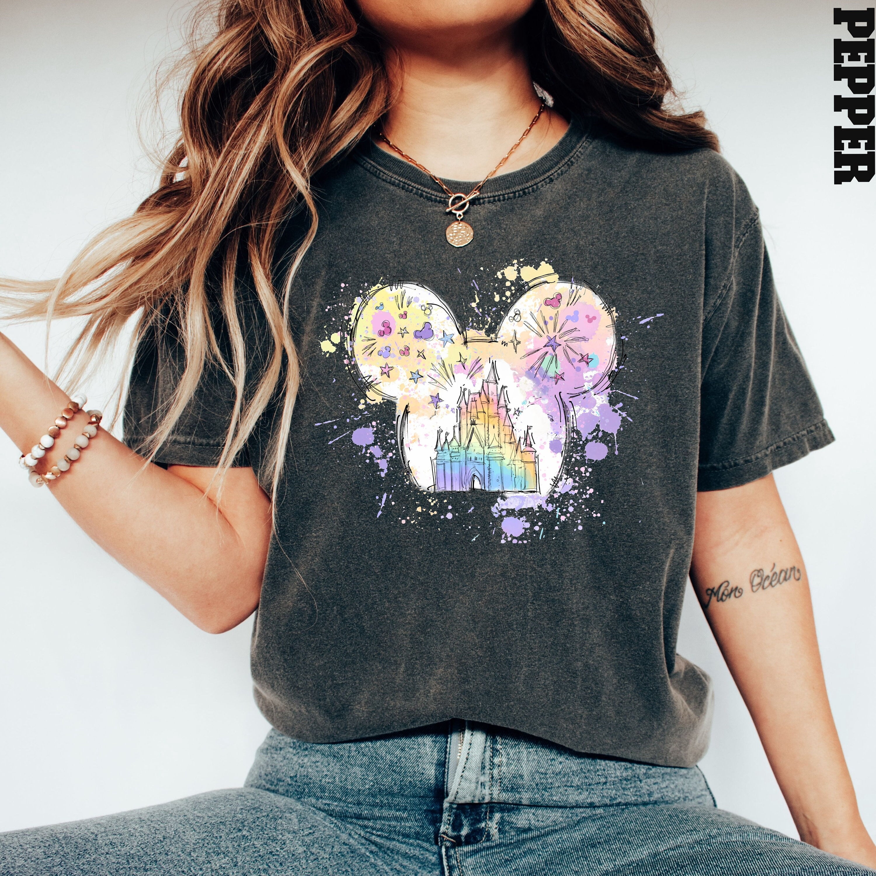 Comfort Colors® Mickey Watercolor Castle Shirt, Disney Magic Kingdom ...