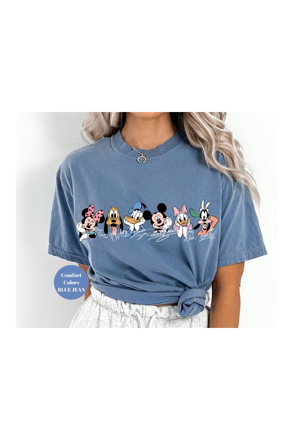 Comfort Colors Mickey and Friends Signatures T-Shirt, Disney World, Disneyland, Mickey and Co Disney Shirt Magical Kingdom