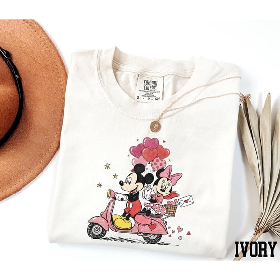 Comfort Colors® Mickey and Minnie Scooter Shirt, Valentine's Day Shirt ...