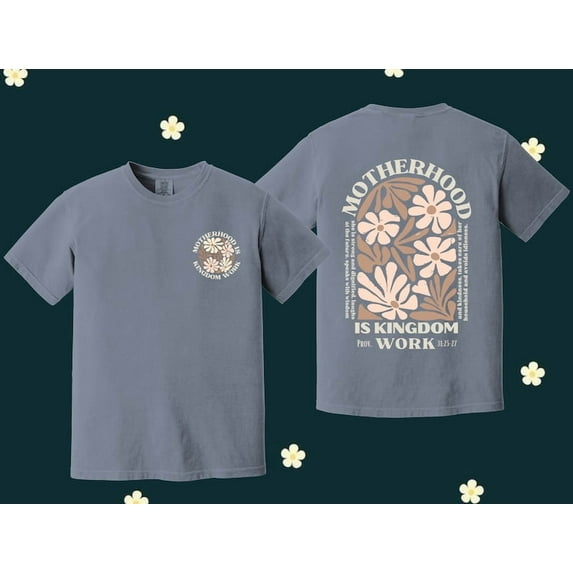 Comfort Colors® Motherhood Is Kingdom Work Shirt, Mother's Day Shirt, Christian Mom Shirt, Mother Gift, Retro Christian Mom Shirt