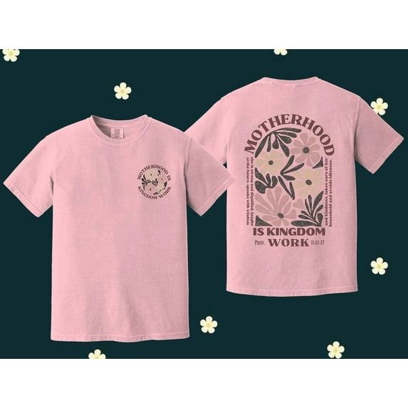 Comfort Colors® Motherhood Is Kingdom Work Shirt, Mother's Day Shirt, Christian Mom Shirt, Mother Gift, Retro Christian Mom Shirt
