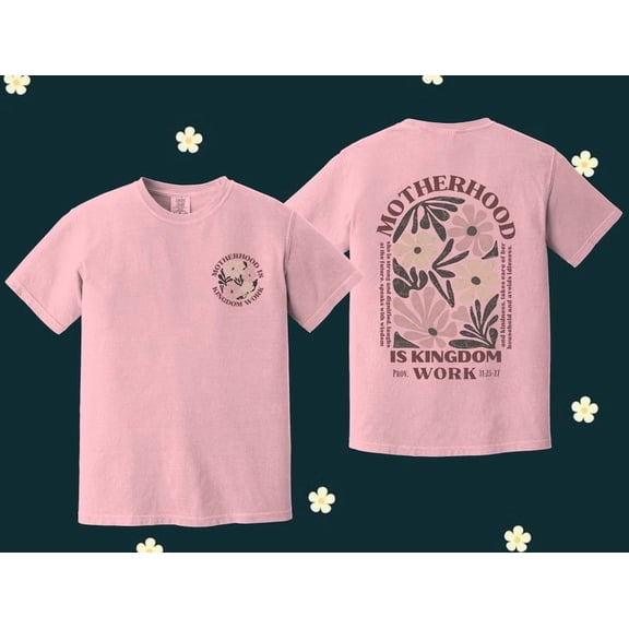 Comfort Colors® Motherhood Is Kingdom Work Shirt, Mother's Day Shirt, Christian Mom Shirt, Mother Gift, Retro Christian Mom Shirt