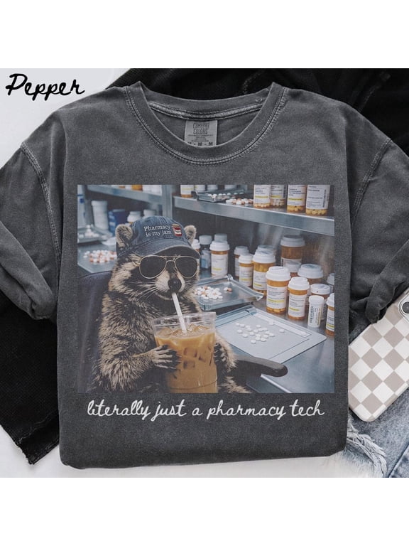 Comfort Colors Pharmacy Tech Shirt, Raccoon Pharmacist Technician Graduation Gifts, Funny Pharmacy Student Tshirt, Appreciation Tee, T-Shirt