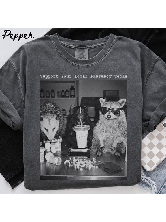 Comfort Colors Pharmacy Tech Shirt, Raccoon Pharmacist Technician Graduation Gifts, Funny Possum Pharmacy Student Tshirt, Tee