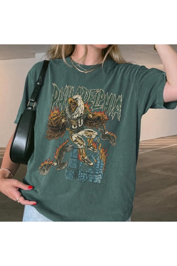 Comfort Colors Philadelphia Football Vintage Shirt - Retro Eagle Apparel with Fierce Eagle Design