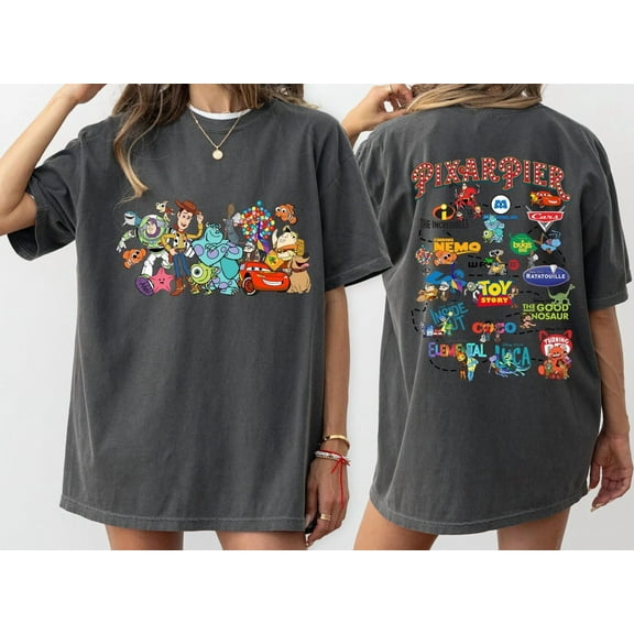 Comfort Colors Pixar Pier Disney Shirt, Pixar Pier Disneyland Shirt, Disney Pixar Fest 2024 Tee, Pixar Characters, Toy Story shirt, Monster Inc,Pepper Color,Size XL