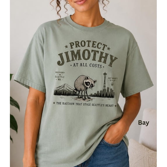 Comfort Colors Protect Jimothy Shirt, Jimothy Seattle Raccoon Tee, Raccoon Graphic T-shirt, Viral Seattle Mem, Funny City Illustration