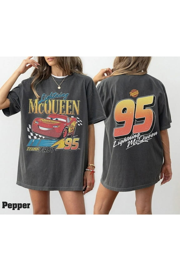 Comfort Colors Retro Lightning Mcqueen Shirt, Disney Cars Shirt, Disney Shirt, Disney Pixar Shirt, Cars Birthday Shirt, Disney Pixar Cars