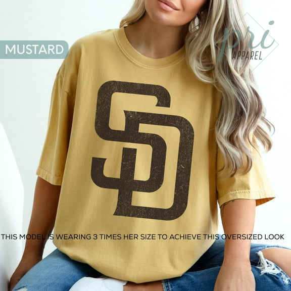 Comfort Colors San Diego Baseball T-Shirt, Game Day Baseball Shirt,Mustard color,size M