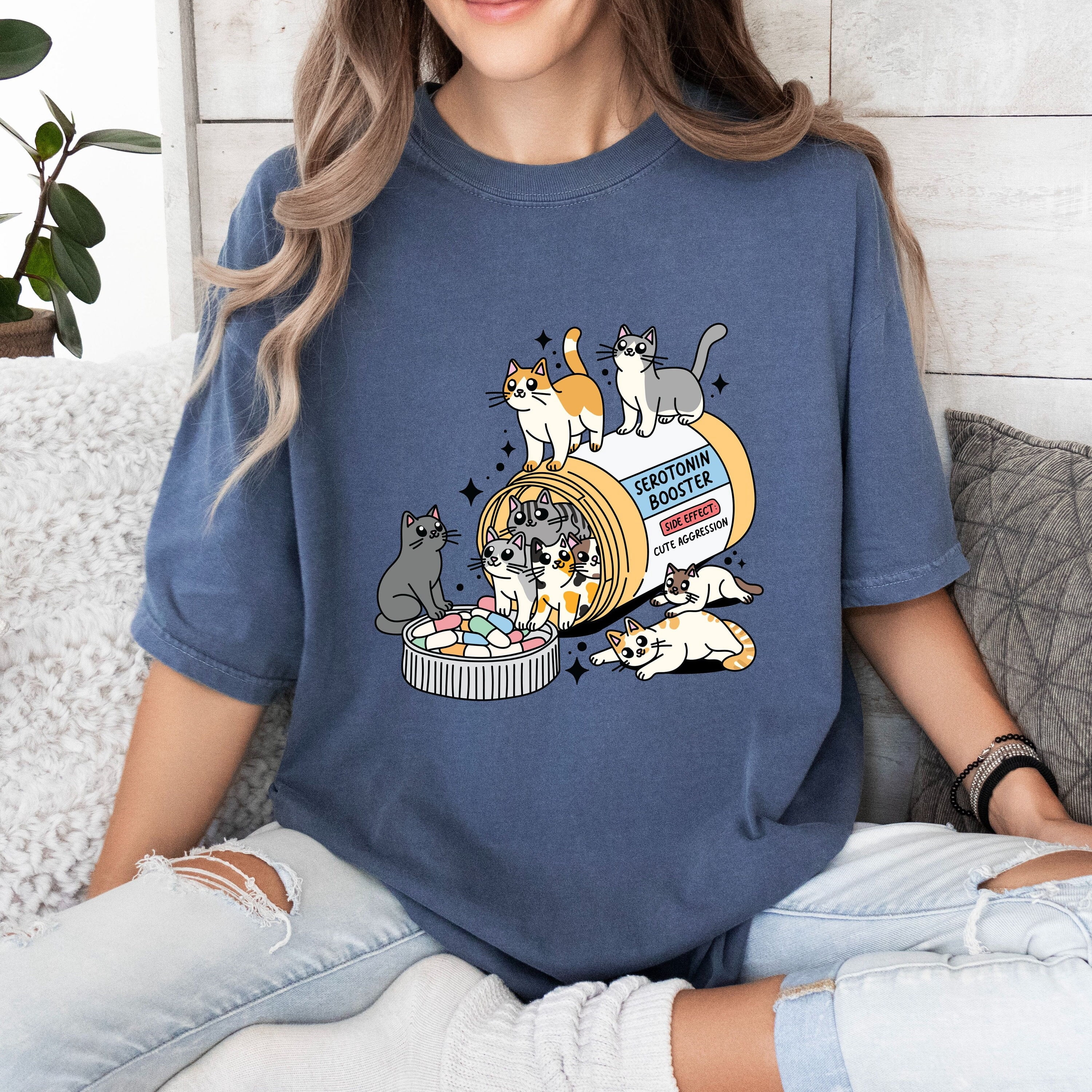 Comfort Colors® Serotonin Booster Cat Shirt, Cat Lover Shirt, Cat Mom ...
