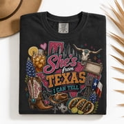 Trenditee Comfort Colors Shes From Texas I Can Tell Shirt Comfort Colors Cowgirl Tee Southern Girl Western Shirt Texas Native Gift