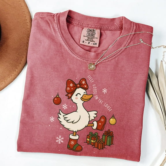 Comfort Colors Silly Goose On The Loose, Festive Goose Christmas Shirt, Funny Holiday Gift