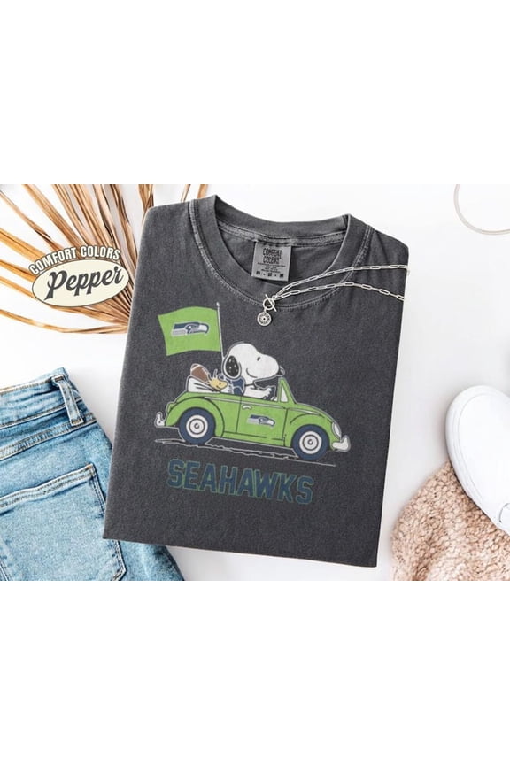 Comfort Colors Snoopi And Woodstock Hawks Shirt, Football Sports Fan Tee, The Cartoon Shirt, Retro Snoopi And Friends Tee Multi