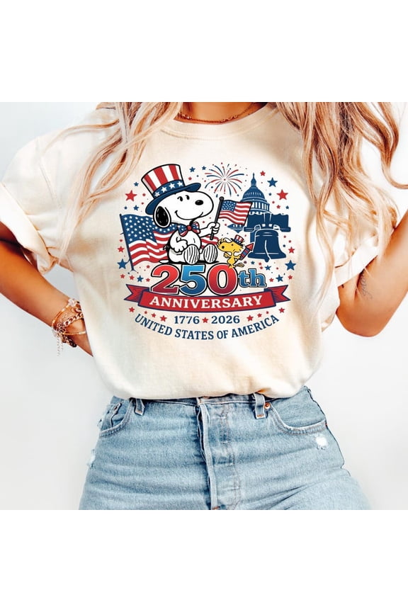 Comfort Colors® Snoopy America 250 Anniversary Shirt, Patriotic Dog Cartoon Tee
