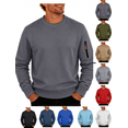 thumbnail image 1 of Comfort Colors Sweatshirt Nelozsy Men's Solid Color Long Sleeve Round Neck Hoodless Sweatshirts Dark Gray S, 1 of 9